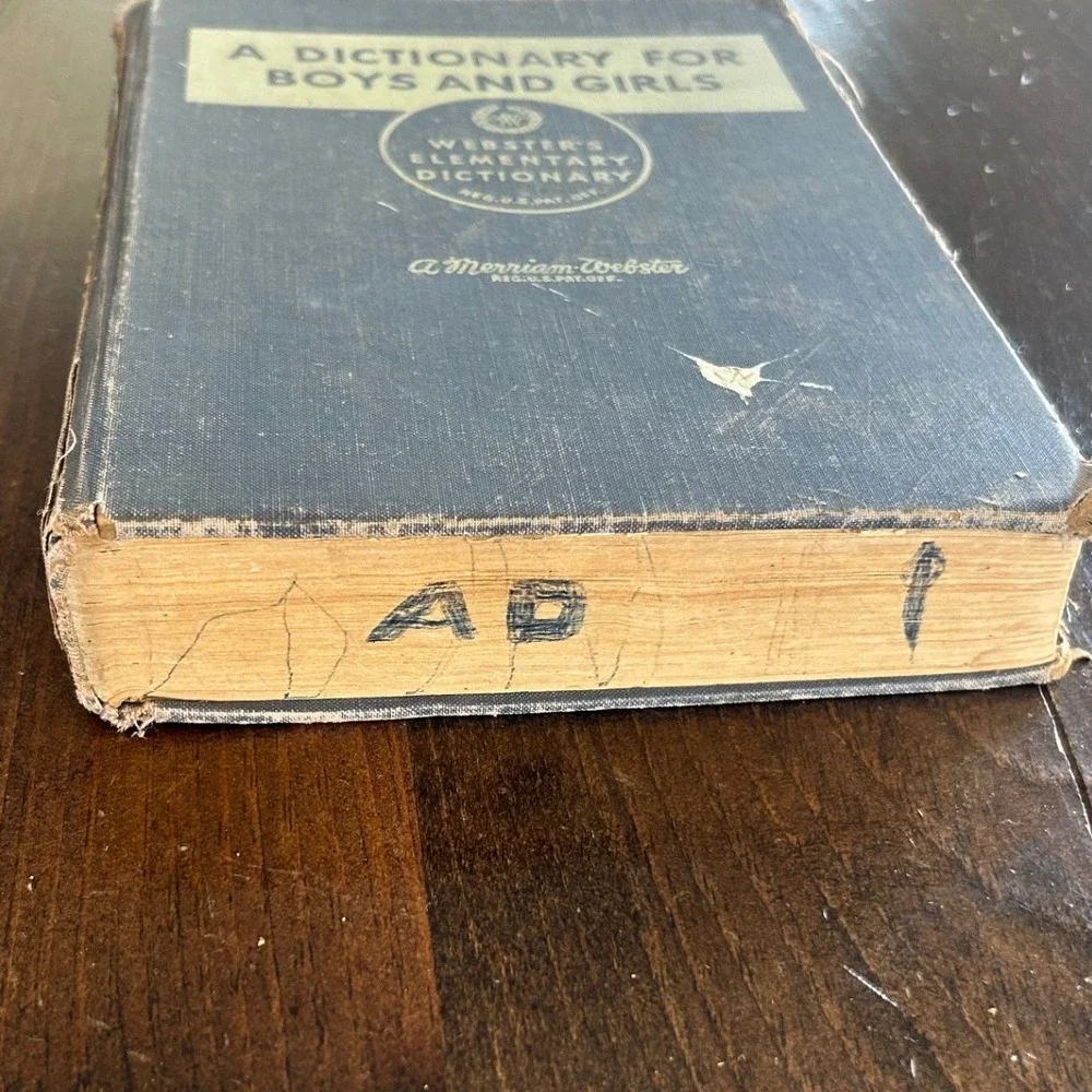 Vintage Merriam Webster Elementary Dictionary Boys & Girls 1959 Blue Illustrated